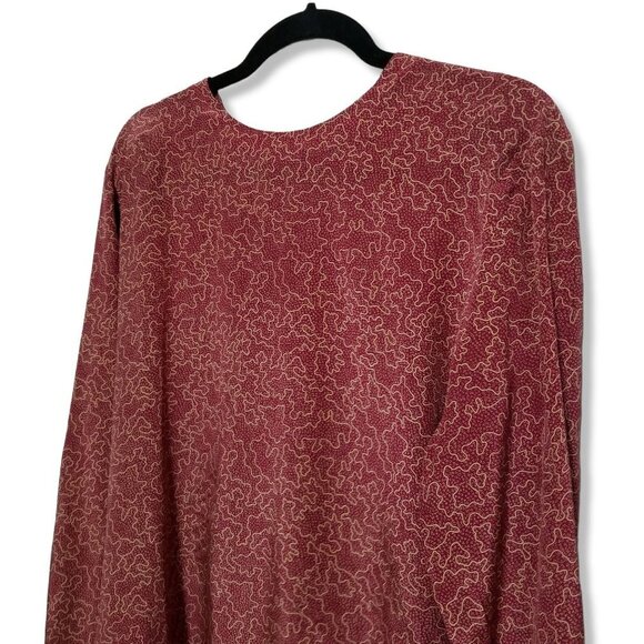 Vintage Christian Dior 12 Silk Blouse Button Back Modest Quiet Luxury Abstract - Picture 2 of 7